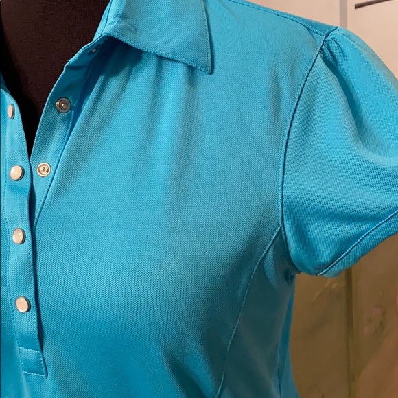 Callaway golf top- turquoise with white buttons - Picture 6 of 10